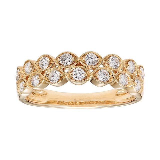 The Regal Collection 14k Gold 1/2 Carat T.W. IGL Certified Diamond Double Row Ring, Womens White Product Image