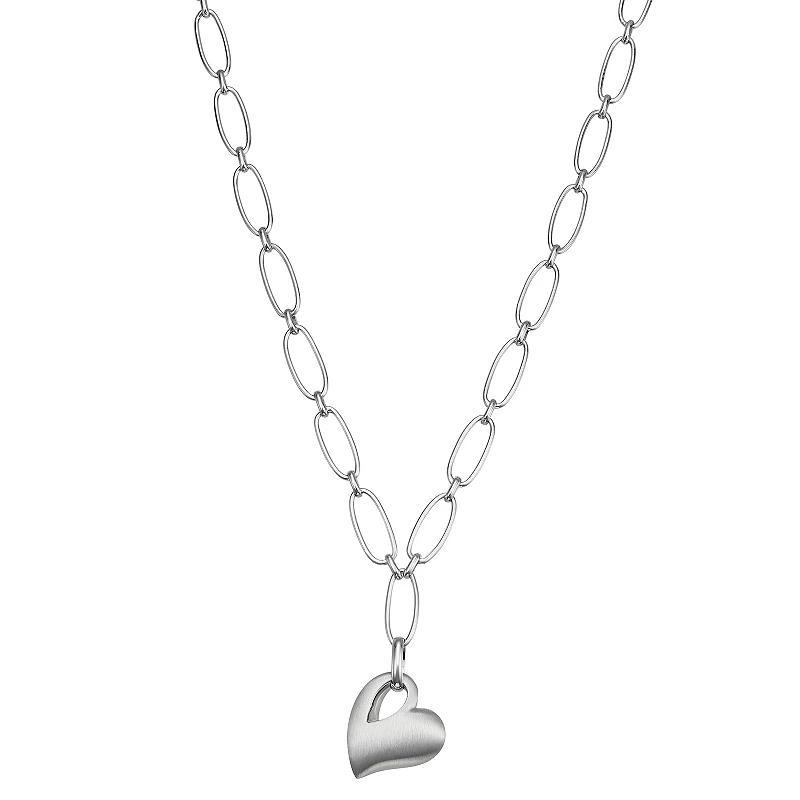 Sterling Silver Heart Charm Necklace, Womens Silver Tone Product Image