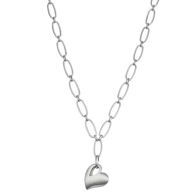 Sterling Silver Heart Charm Necklace, Womens Silver Tone Product Image