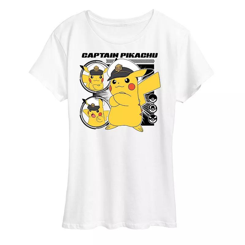 Womens Pokemon Captain Pikachu Graphic Tee Grey Gray Product Image