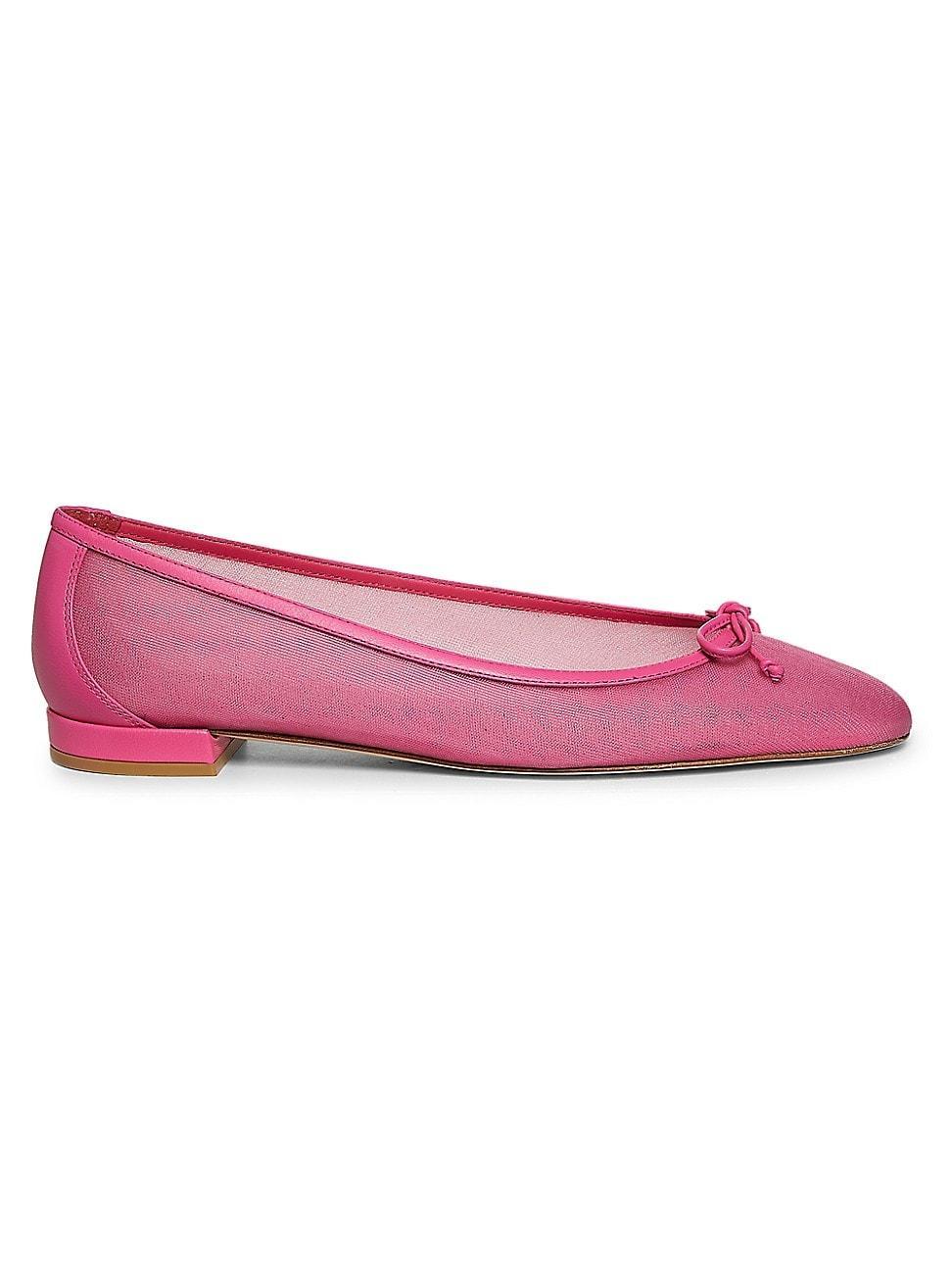 Womens Arabella Leather-Trimmed Mesh Ballet Flats product image