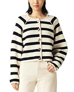 ba & sh Gilet Massimo Striped Button Front Cardigan Product Image