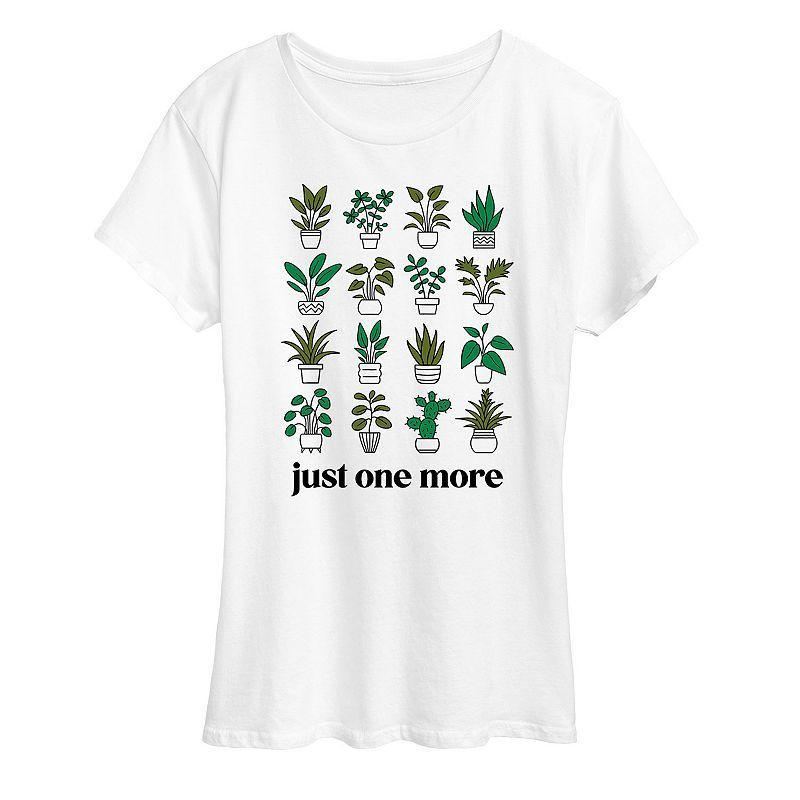 Womens Just One More Potted Plant Graphic Tee Grey Gray Product Image