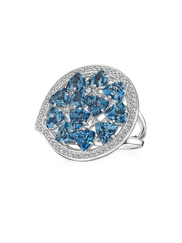 Womens Mirage 18K White Gold, Blue Topaz & 0.37 TCW Diamond Ring Product Image