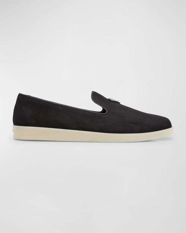 Men's Triangle Logo Suede Loafers Product Image