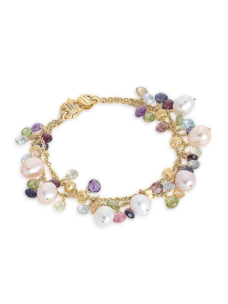 Womens Paradise 18K Yellow Gold & Mixed-Gemstone Double-Chain Bracelet Product Image