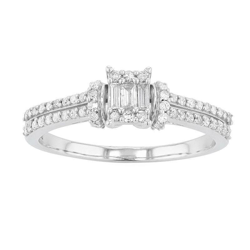 10k White Gold 1/3 Carat T.W. Diamond Engagement Ring, Womens 10k Whgold Product Image