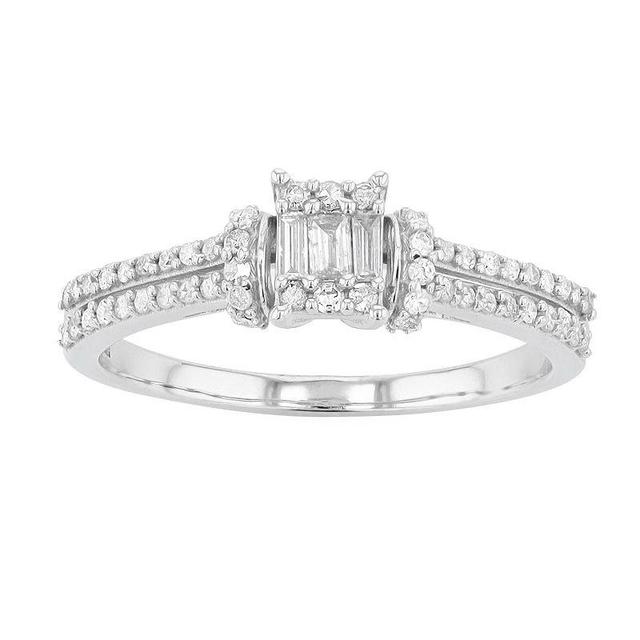 10k White Gold 1/3 Carat T.W. Diamond Engagement Ring, Womens Product Image