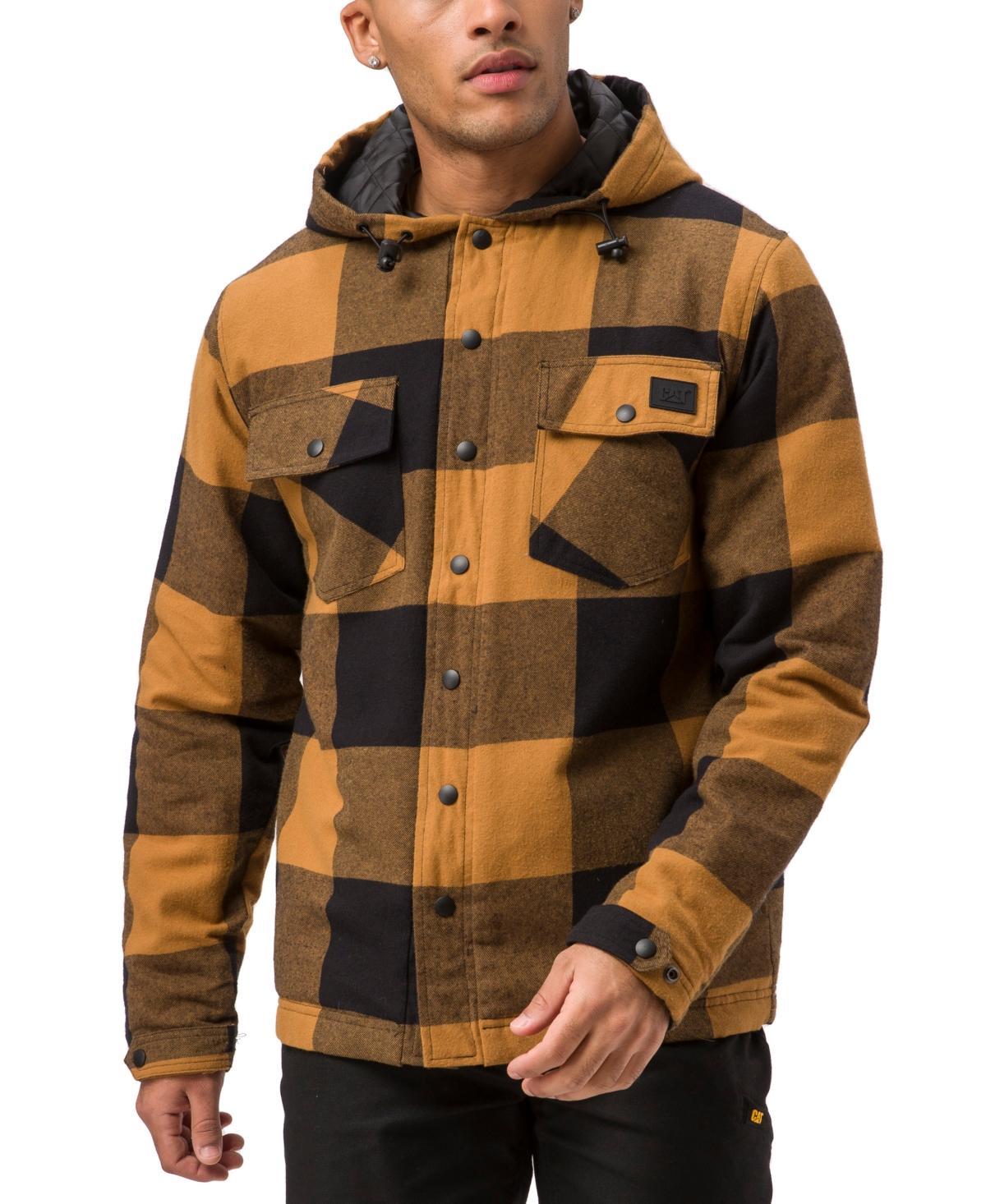 Caterpillar Mens Plaid Hooded Insulated Flannel Jacket Product Image