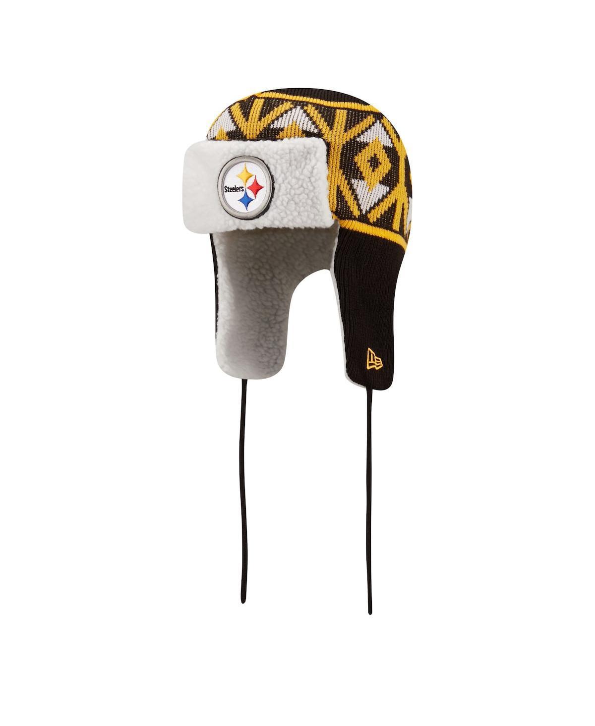 Mens New Era Black Pittsburgh Steelers Knit Trapper Hat Product Image