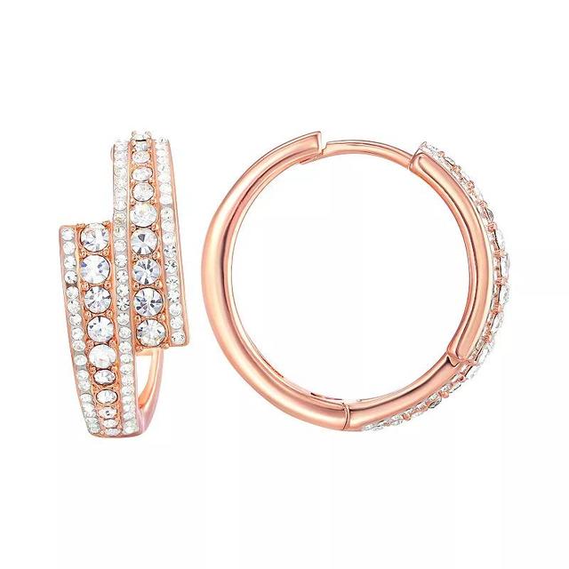 Chrystina Crystal Bypass Hoop Earrings, Womens, Pink Tone Product Image