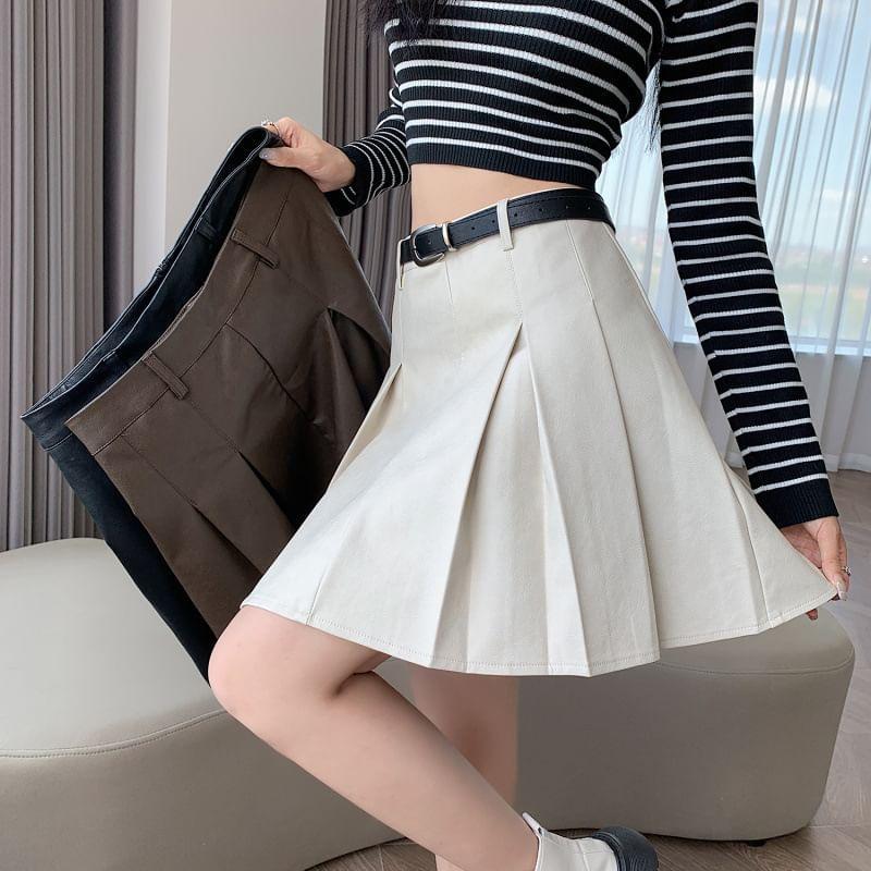 High Waist Plain Mini A-Line Skort Product Image