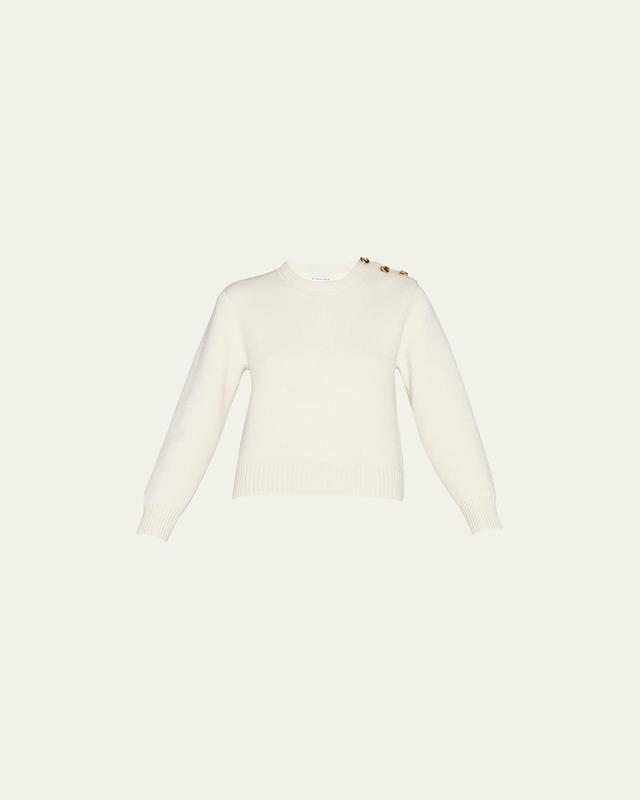 Womens Knotted Button Crewneck Sweater Product Image