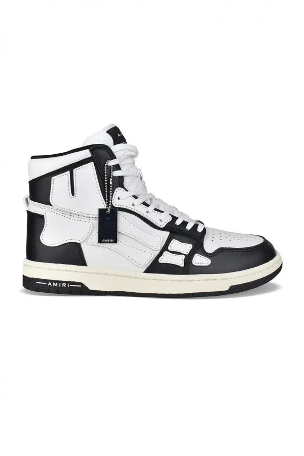 AMIRI Black And White 'skel Hi Top' Sneakers In Calf Leather Man Product Image