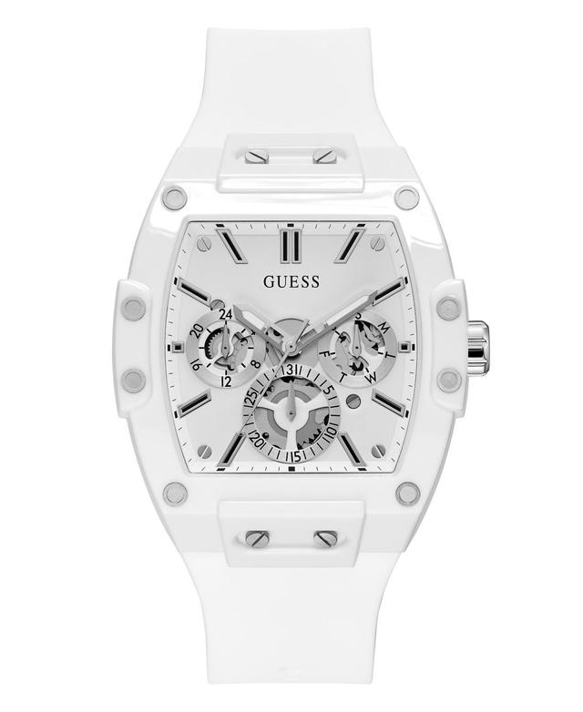 Guess Mens Multi-Function White Silicone Strap Watch 43mm Product Image