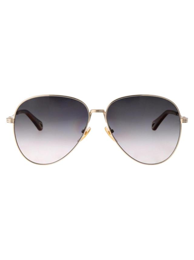 Ch0177s Sunglasses In 001 Gold Gold Grey Product Image