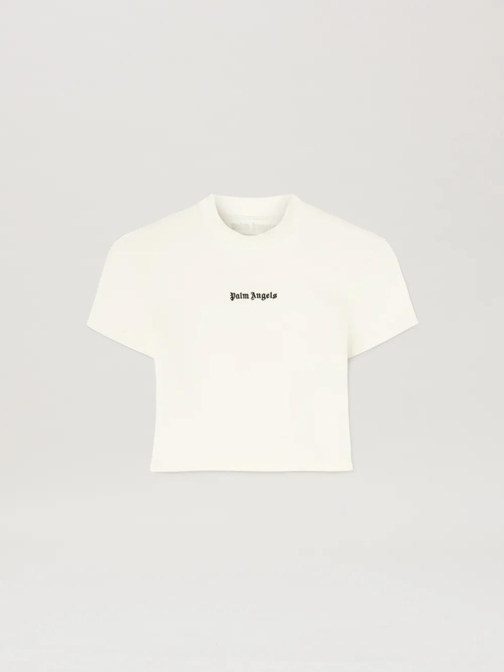 Classic logo Baby Tee in  0310 off white - black  - Palm Angels® Official  Product Image