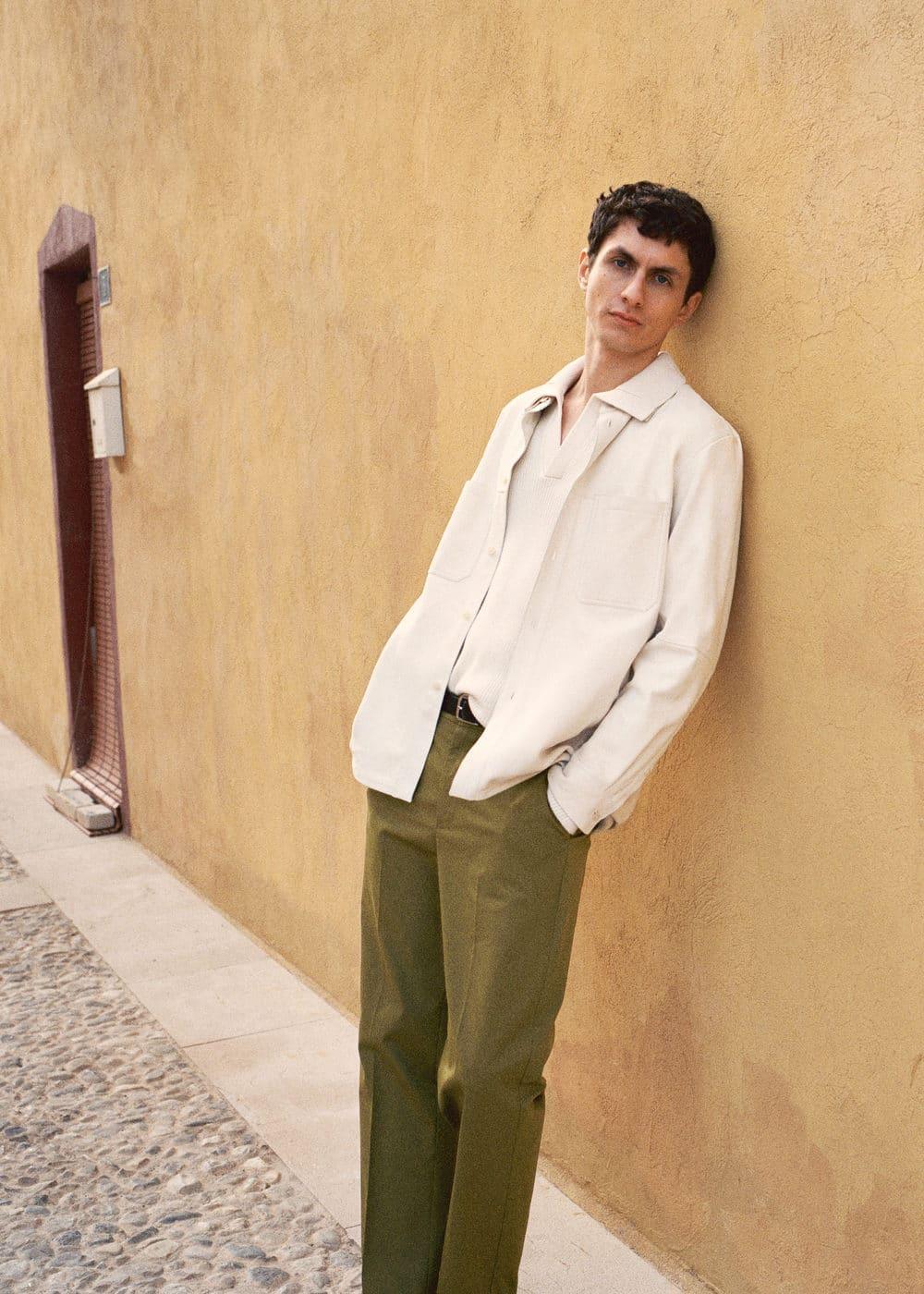 MANGO MAN - Straight-fit cotton pants olive greenMen Product Image