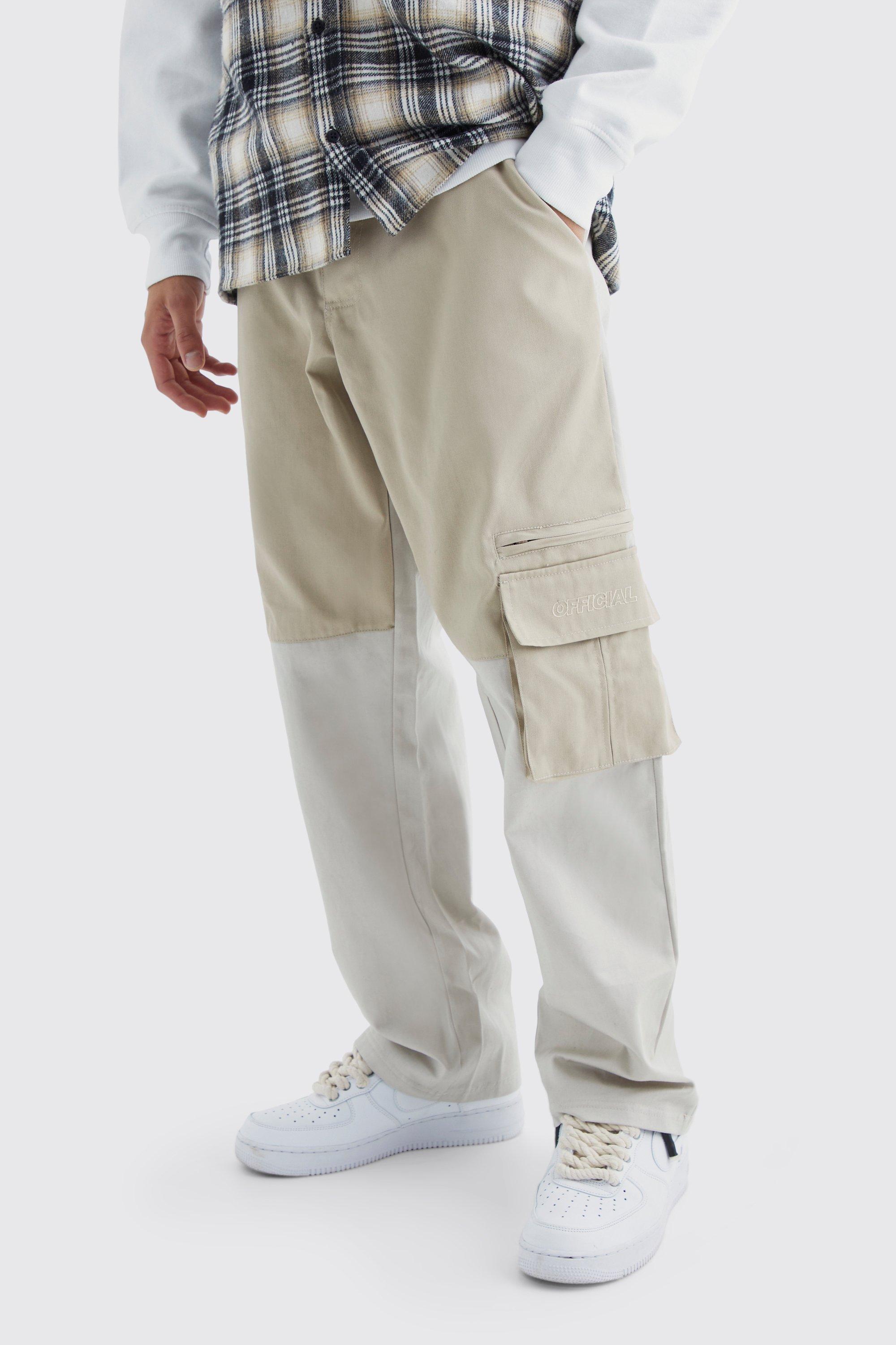 Relaxed Fit Colour Block Official Branded Cargo Pants | boohooMAN USA Product Image