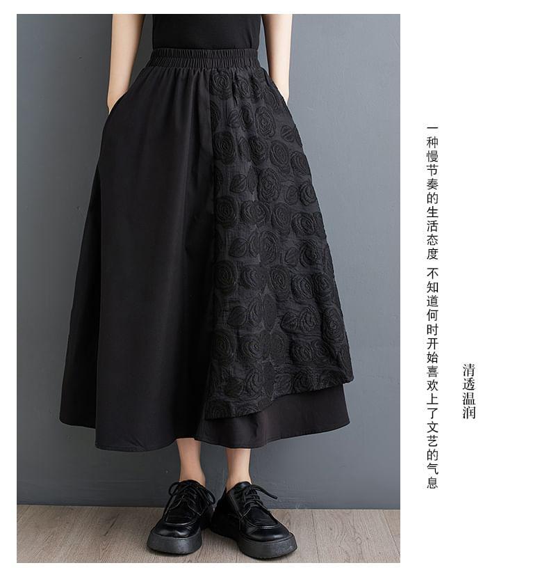 High Rise Jacquard Maxi A-Line Skirt Product Image