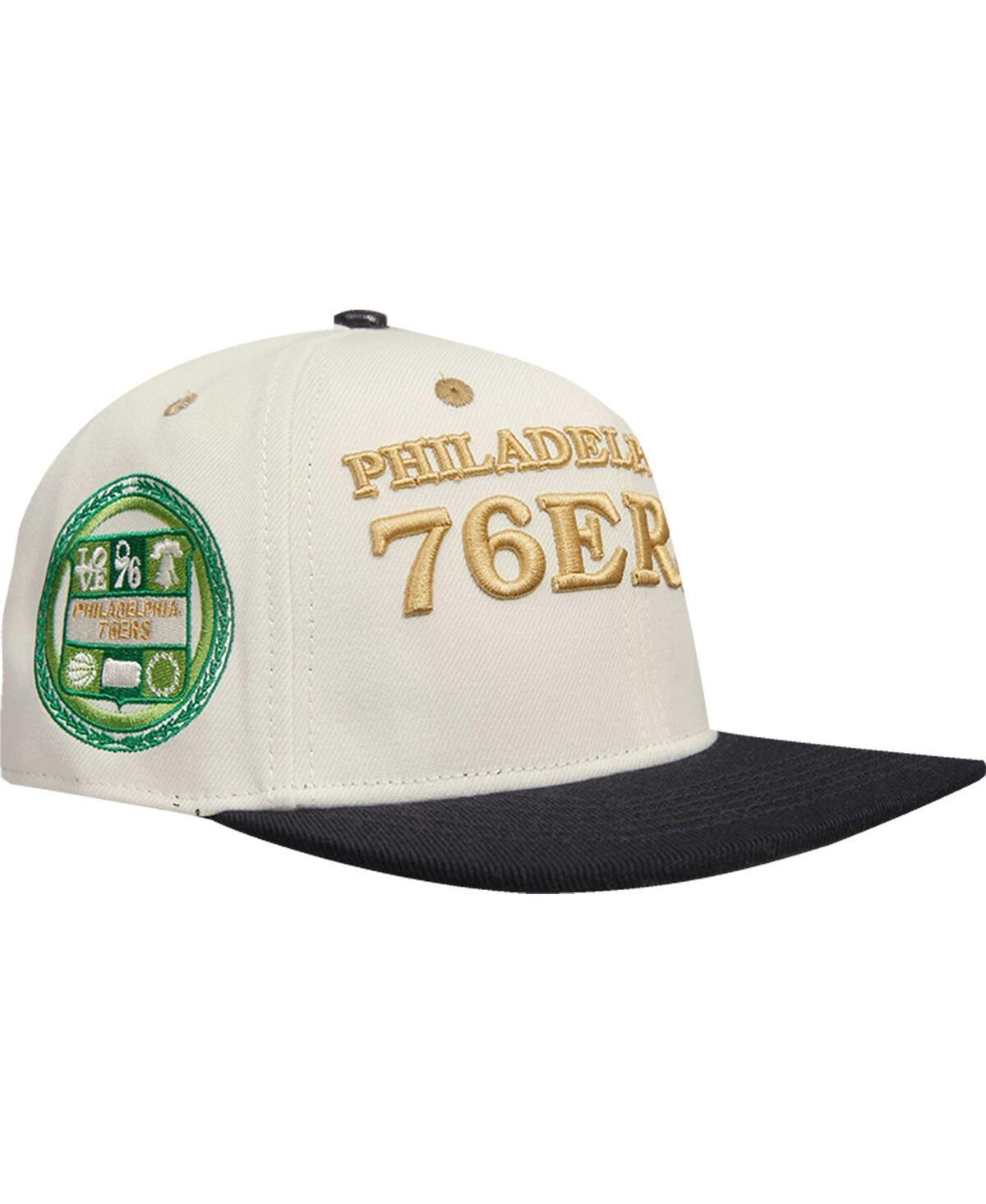 Mens Cream/Black Philadelphia 76ers Album Cover Snapback Hat, Beige Over Product Image