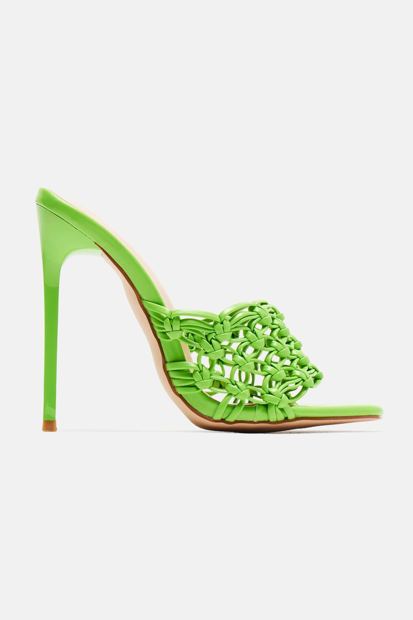 Found My Way Heeled Mules - Green product image