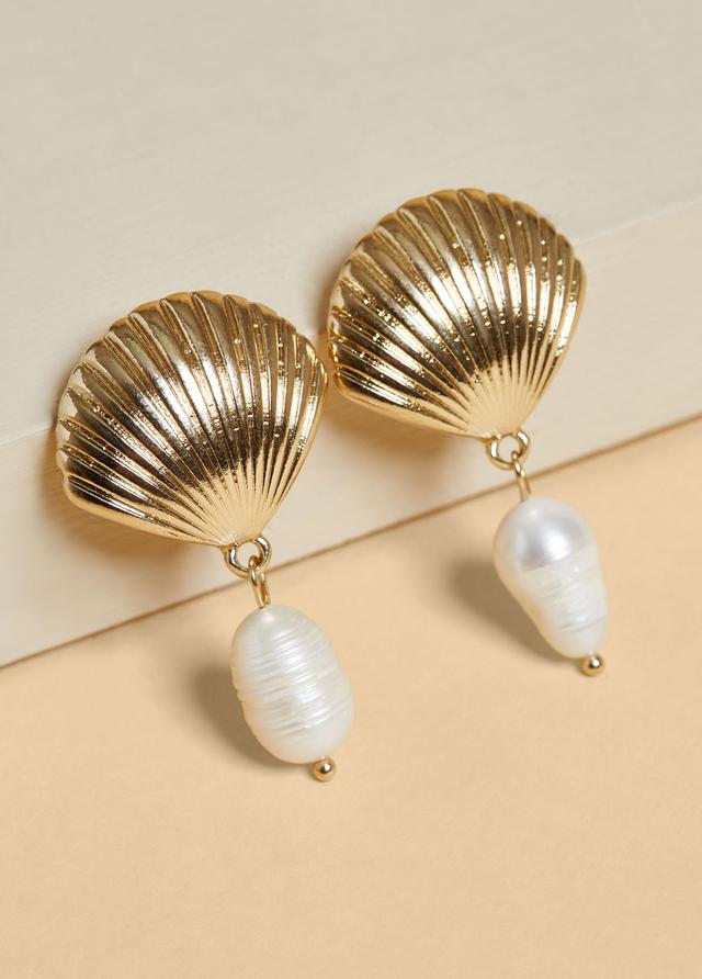 Plus Size Shell And Faux Pearl Earrings Ashley Stewart Product Image