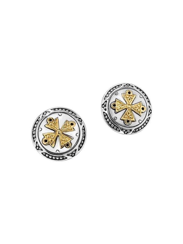 Womens Sterling Silver & 18K Yellow Gold Stud Earrings Product Image