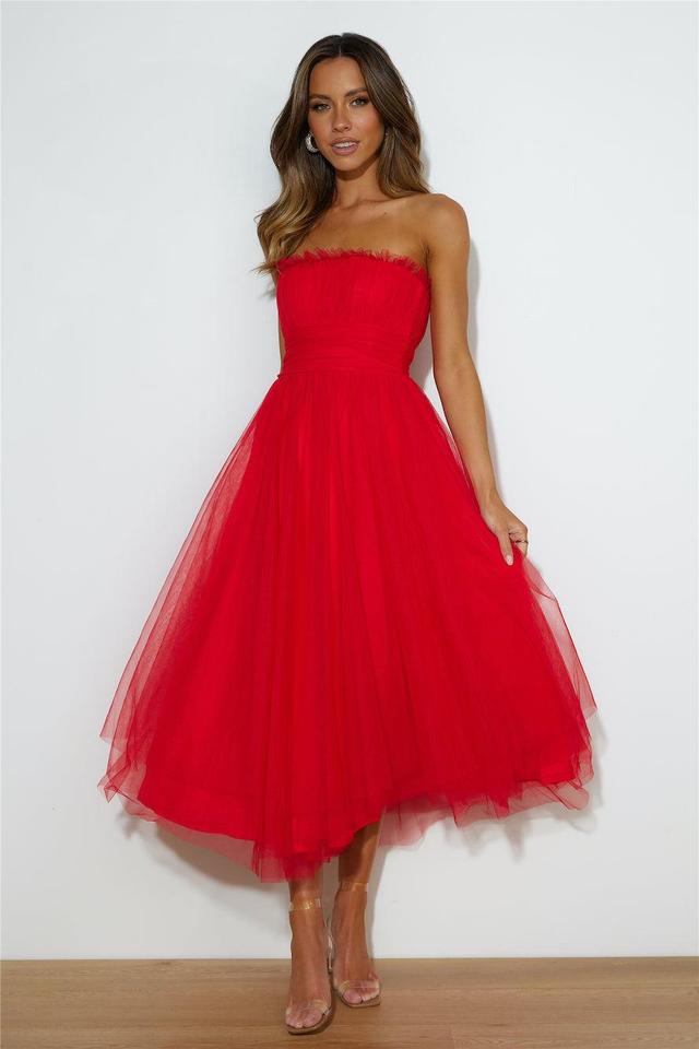 VIP Mood Midi Dress  Red  Product Image