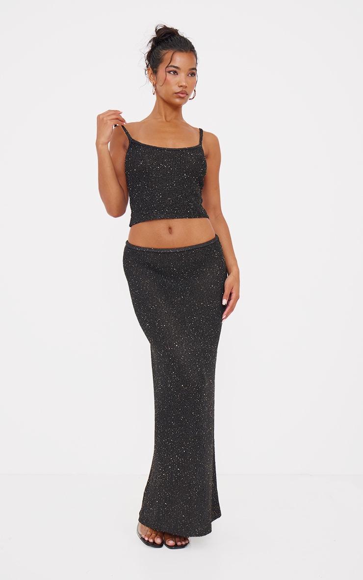 Black Sequin Knit Cami Top Product Image