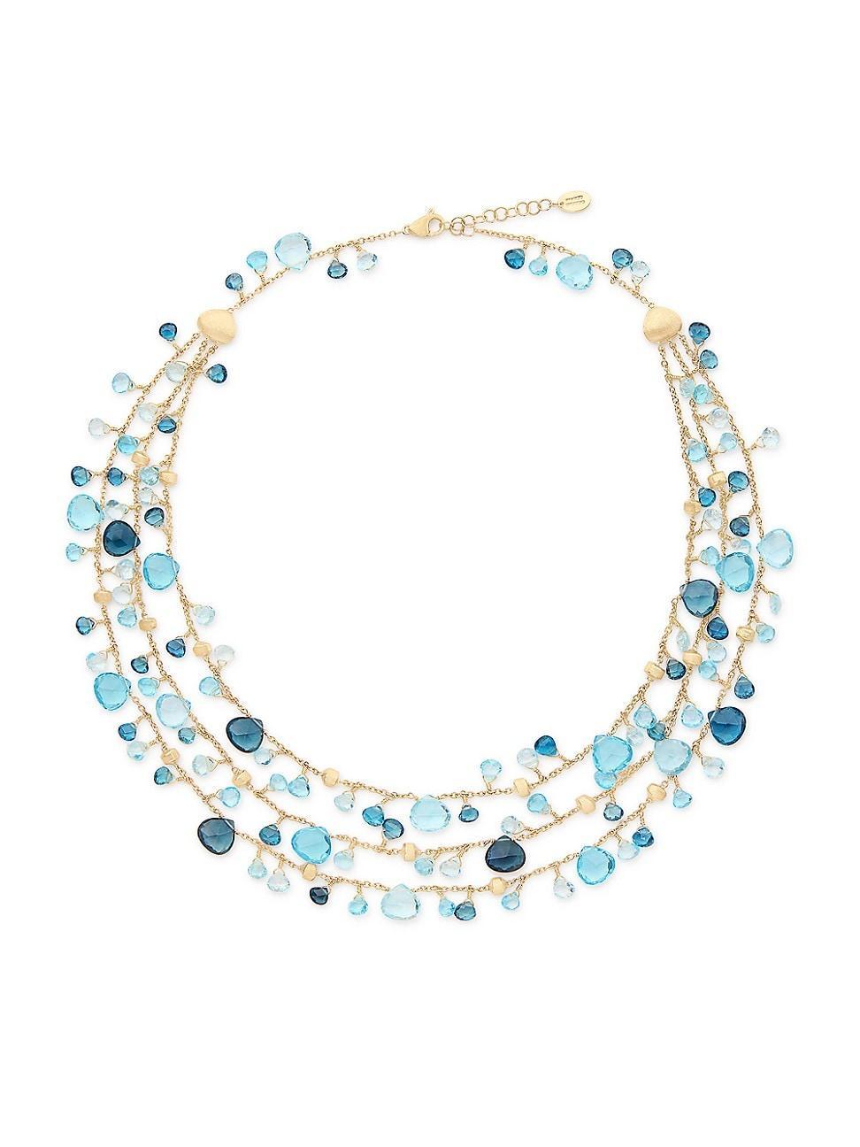 Womens Paradise Topaz 18K Yellow Gold & Mixed Topaz Three-Strand Necklace Product Image