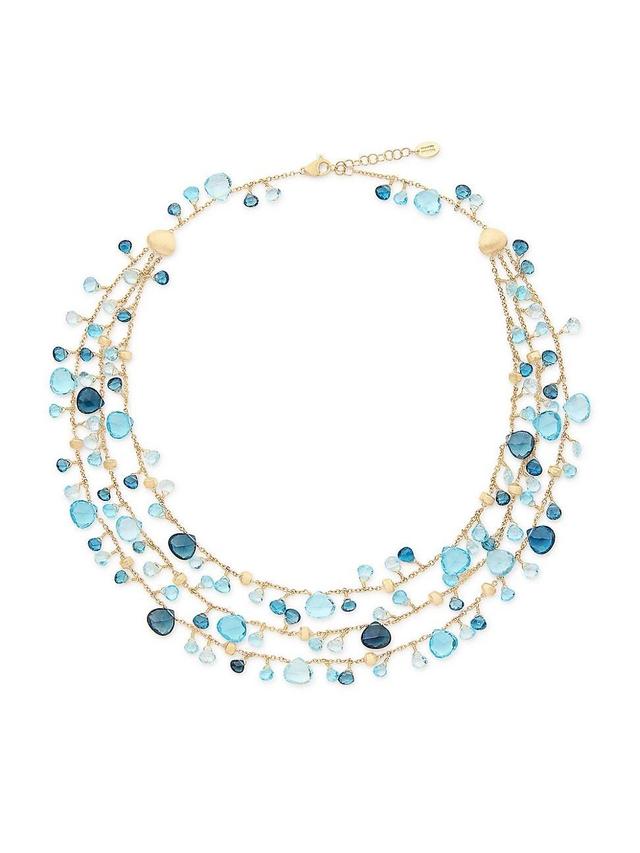 Womens Paradise Topaz 18K Yellow Gold & Mixed Topaz Three-Strand Necklace Product Image