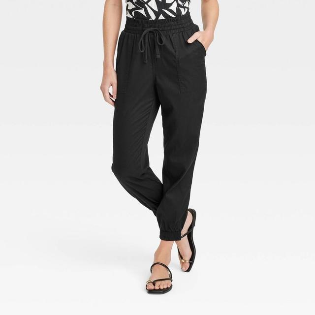 Womens High-Rise Modern Ankle Jogger Pants - A New Day Black L Product Image