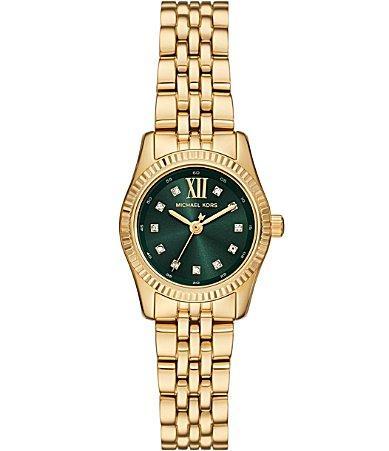 Michael Kors Womens Lexington Three-Hand Gold-Tone Crystal Dial Stainless Steel Bracelet Watch Product Image