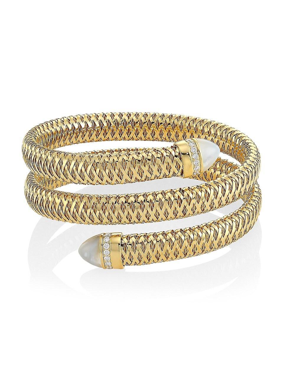 Womens Primavera 18K Yellow Gold, Mother-Of-Pearl & 0.24 TCW Diamond Wrap Bracelet Product Image