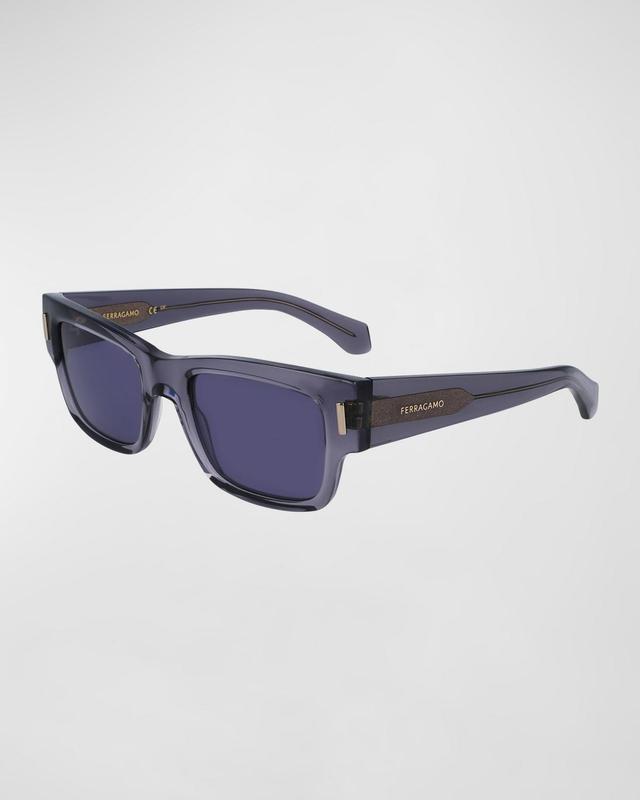 Mens Rivets Acetate Rectangle Sunglasses, 52mm Product Image