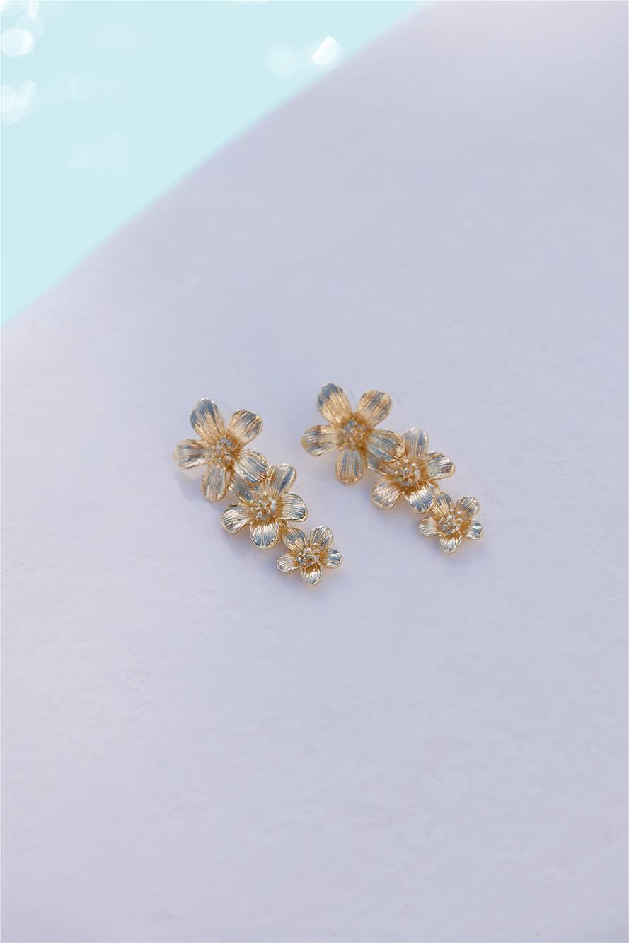 18k Gold Plated Hibiscus Earrings Gold Product Image