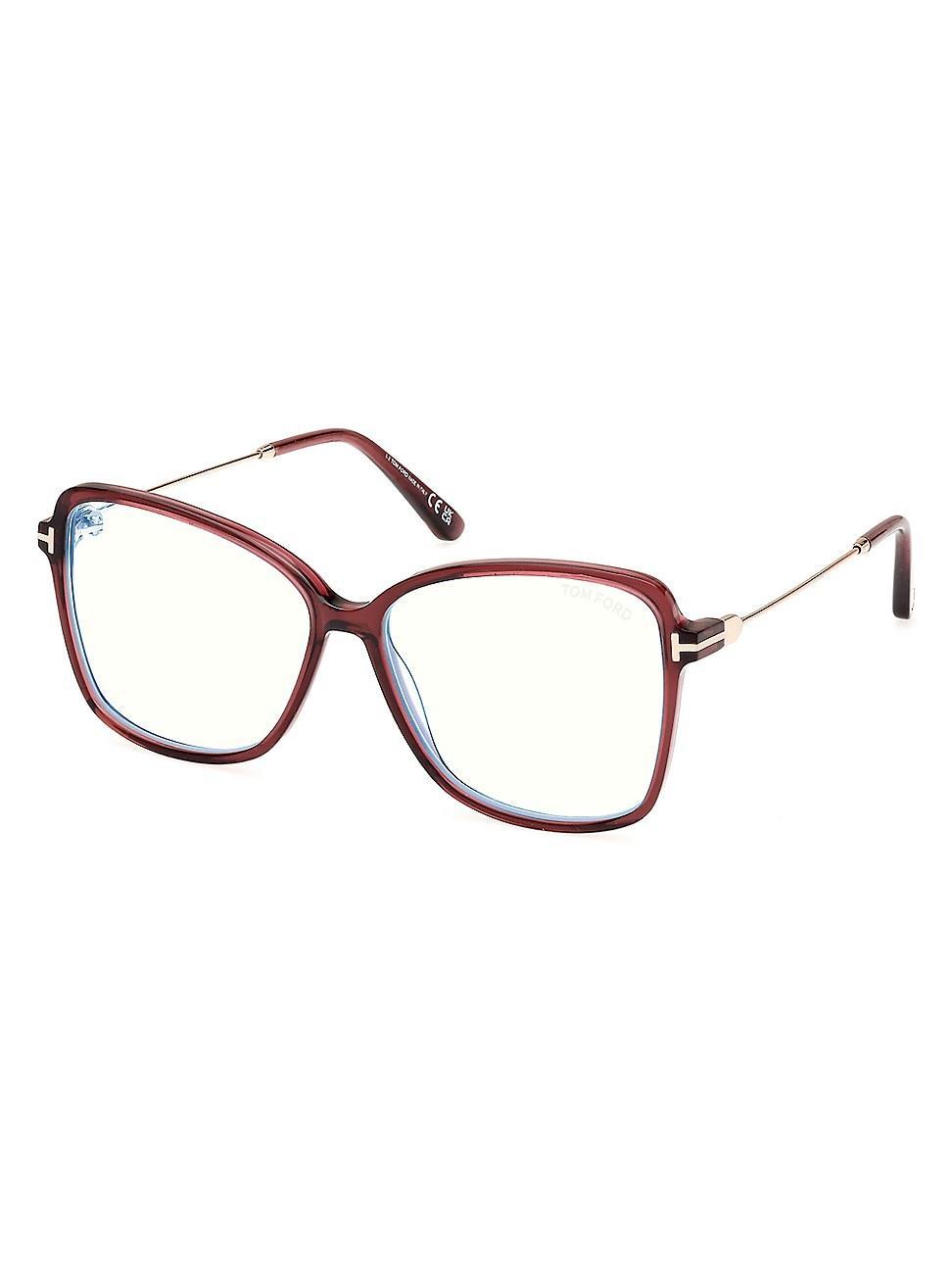 Womens 55MM Blue Block Butterfly Eyeglasses Product Image