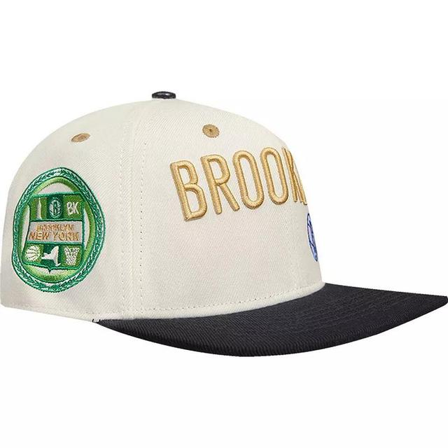 Mens Cream/Black Brooklyn Nets Album Cover Snapback Hat Product Image