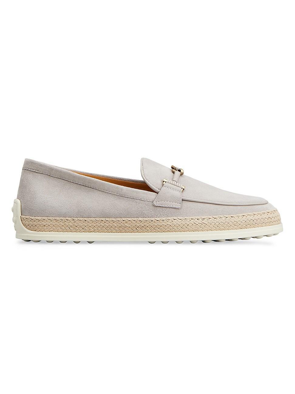 Womens Suede & Raffia Loafers Product Image