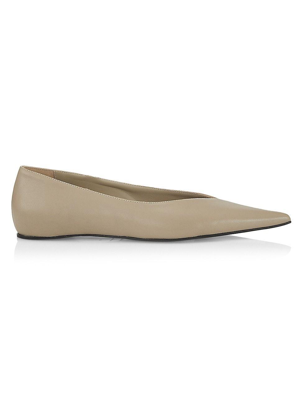 Womens Asymmetric Leather Ballerina Flats product image