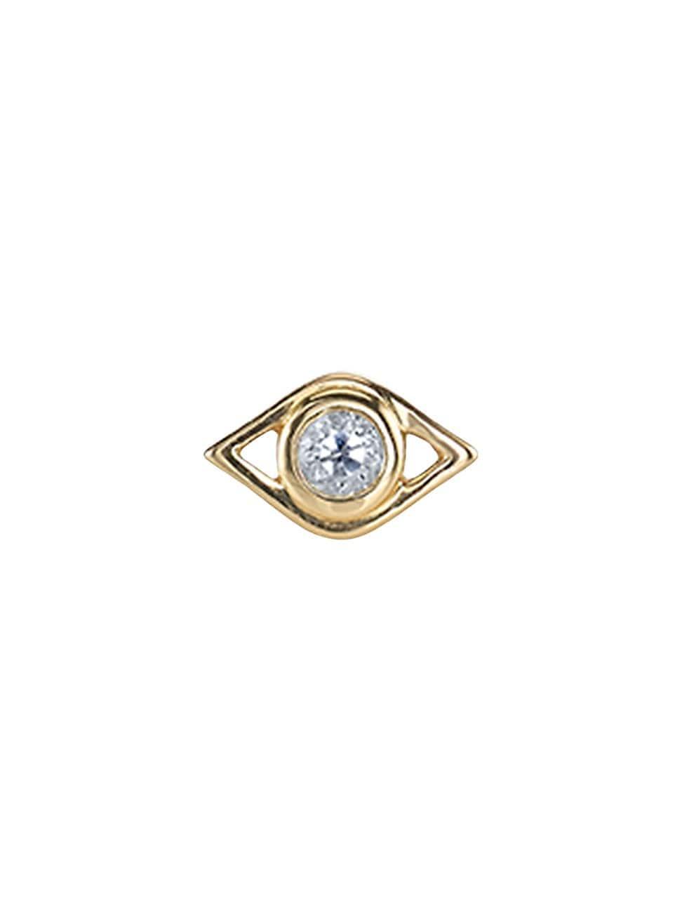 Womens 14K Yellow Gold & 0.03 TCW Diamond Evil Eye Stud Earring Product Image