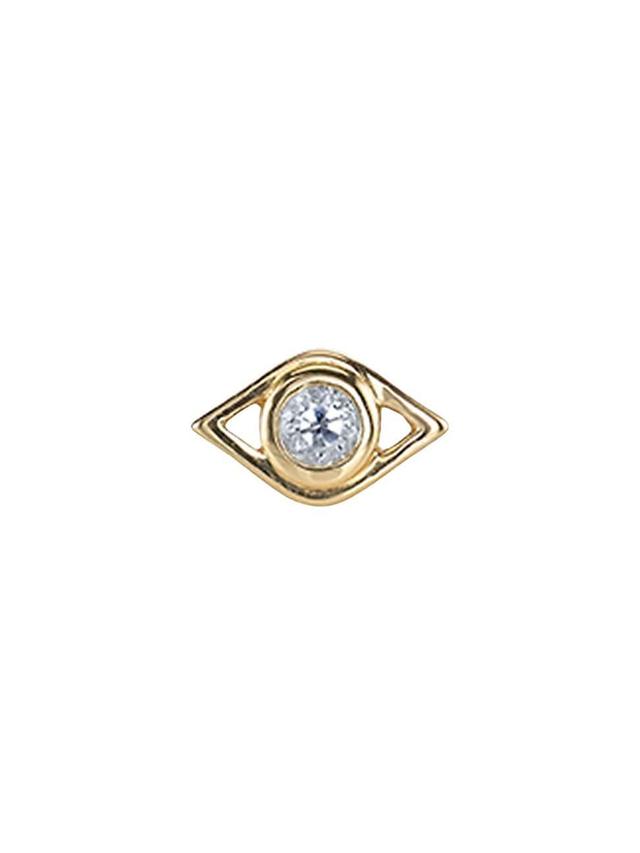 Womens 14K Yellow Gold & 0.03 TCW Diamond Evil Eye Stud Earring Product Image