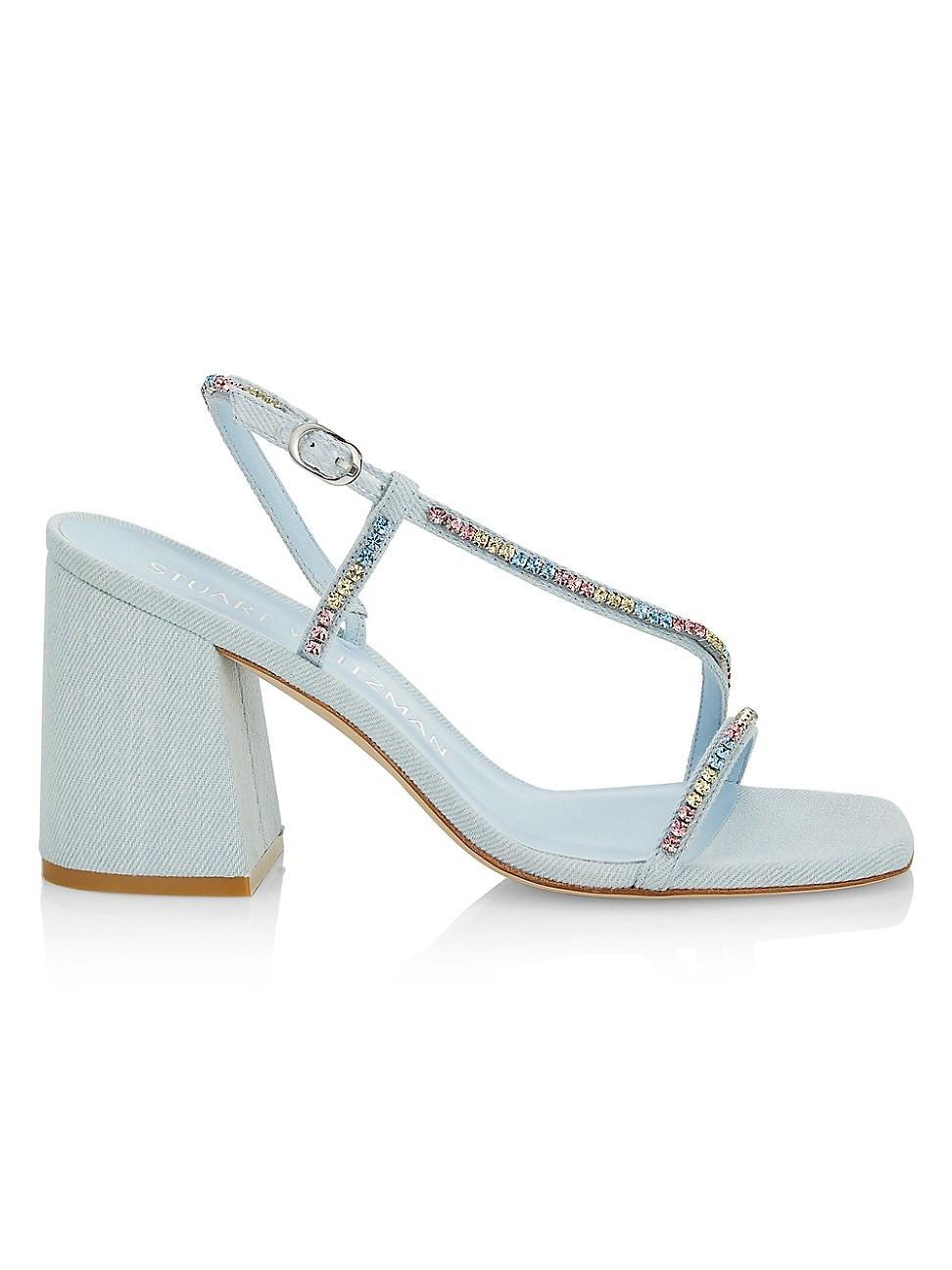 Stuart Weitzman Soiree Crystal 85 Block Sandal (Light/Multi) Women's Shoes Product Image