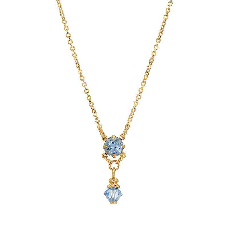 1928 Gold Tone Glass Drop Necklace, Womens, Blue Product Image