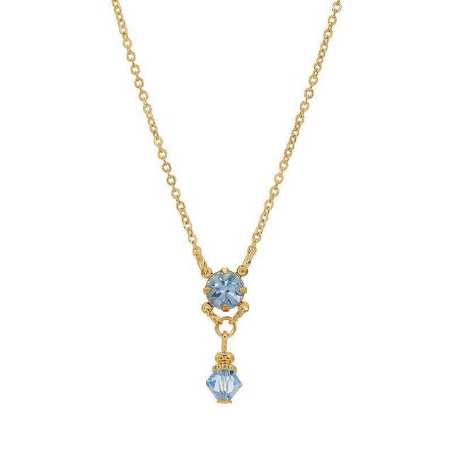 1928 Gold Tone Glass Drop Necklace, Womens, Blue Product Image