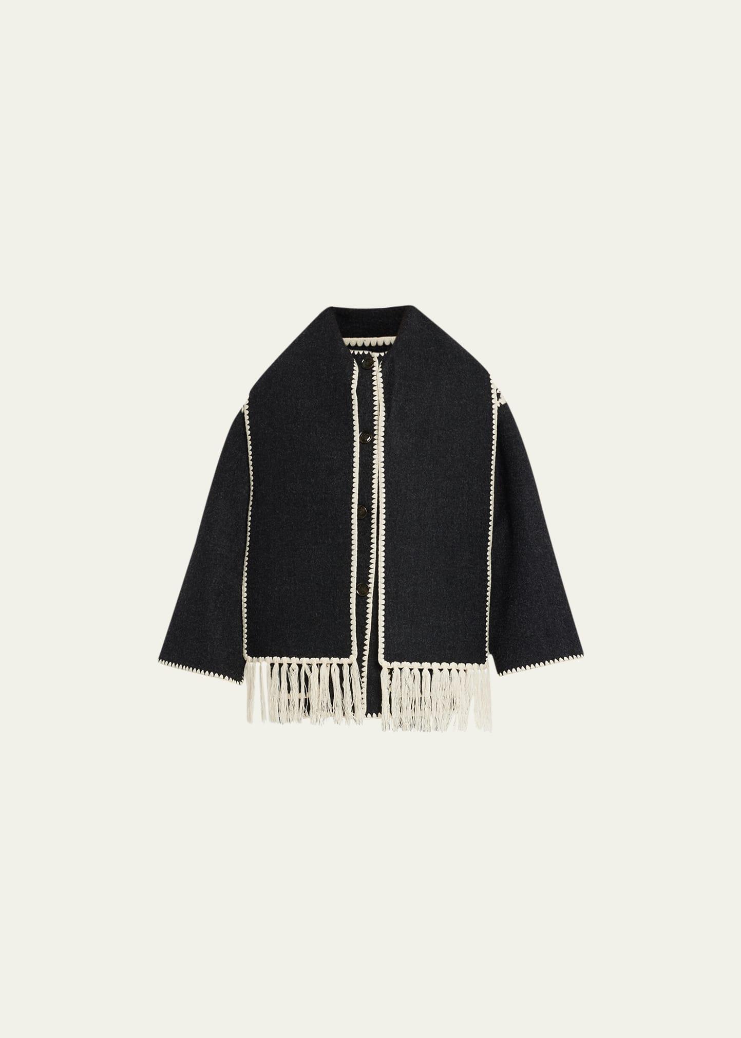 Totme Chain Stitch Wool Blend Scarf Jacket Product Image