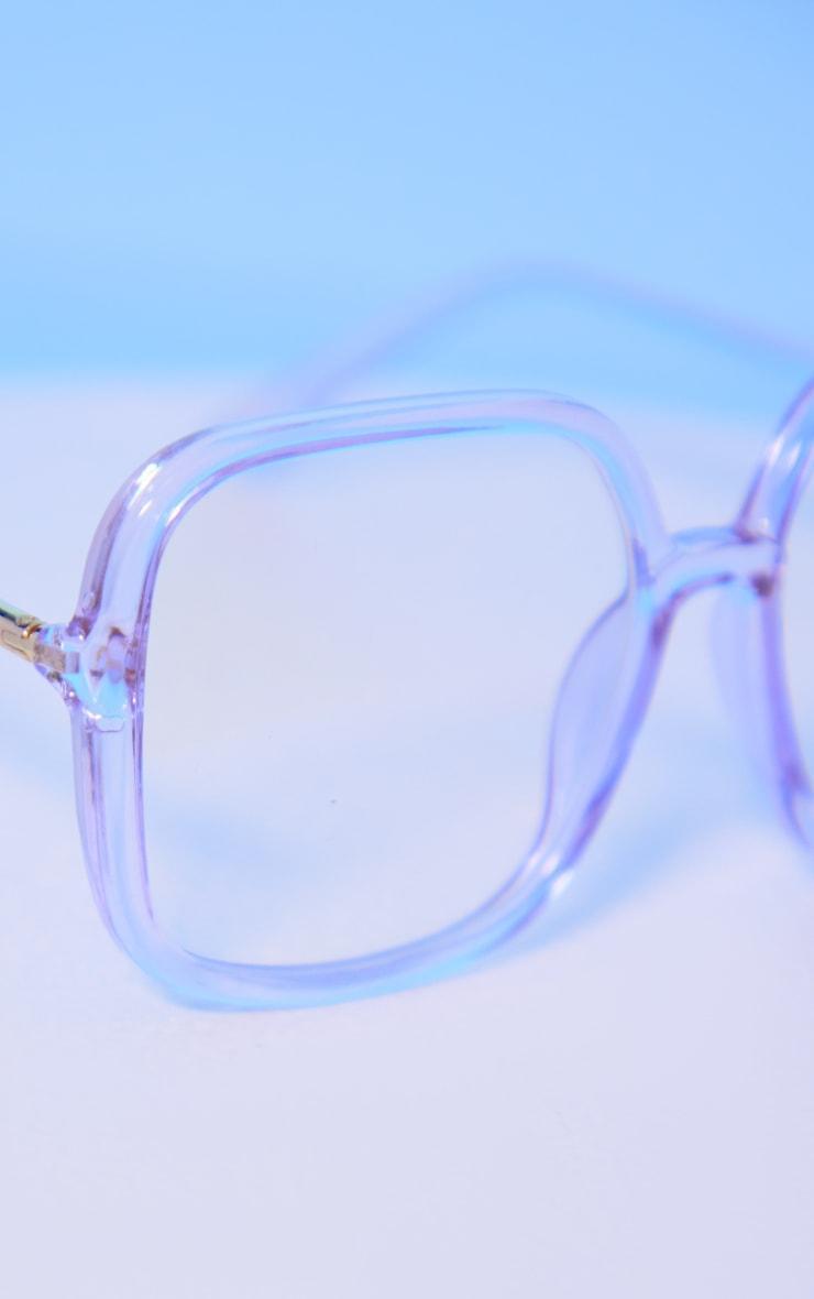 Lilac Oversized Clear Square Frame Blue Light Reader Glasses Product Image