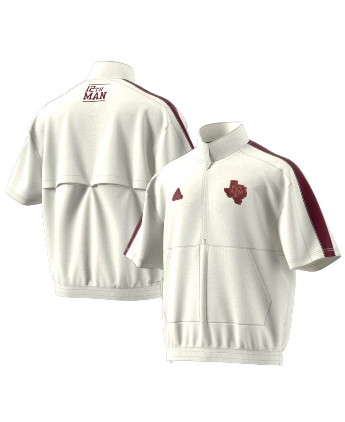 Mens adidas White Texas A&M Aggies Strategy Pullover Half-Zip Short Sleeve Jacket Product Image