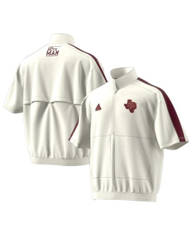 Mens adidas White Texas A&M Aggies Strategy Pullover Half-Zip Short Sleeve Jacket Product Image